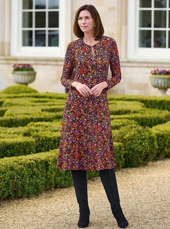 Robe d'hiver fleurie à ouverture goutte