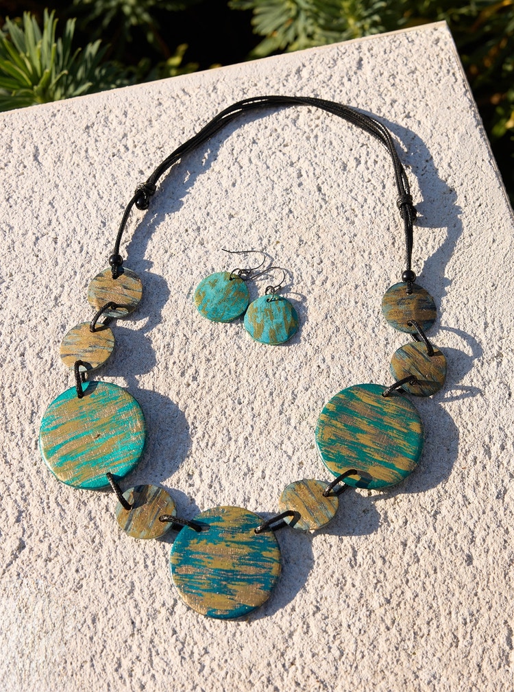 Collier unique à disques en nacre