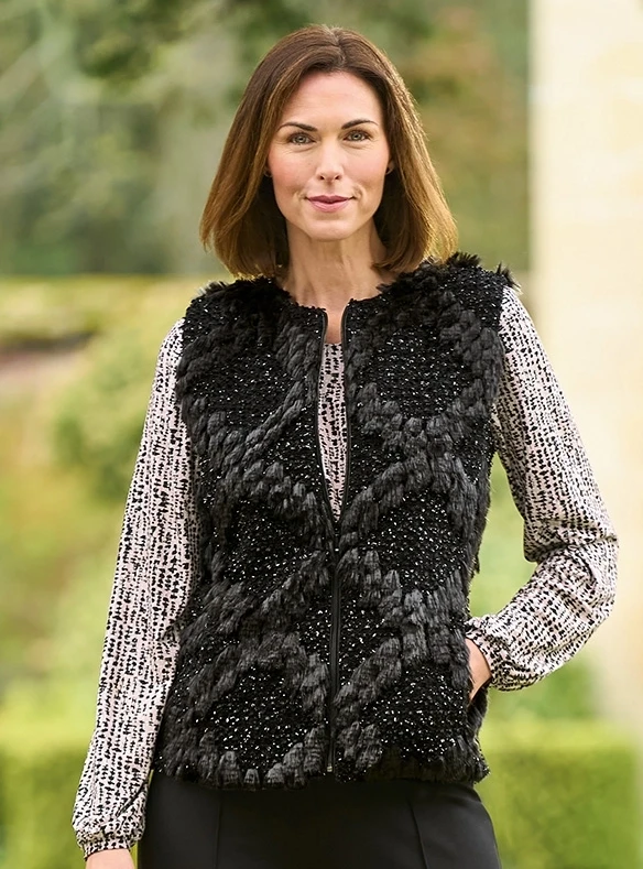 Gilet sans manches en fausse fourrure