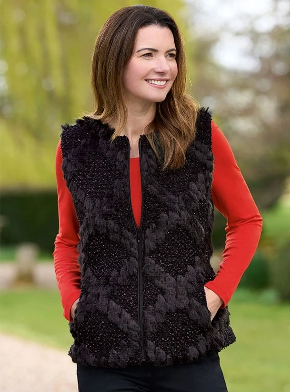 Gilet sans manches en fausse fourrure