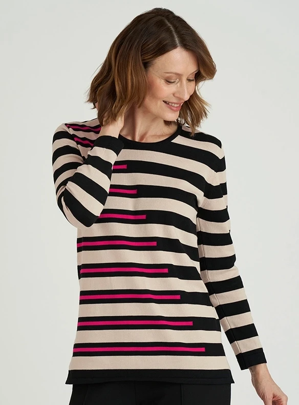 Pull rayé en pur coton