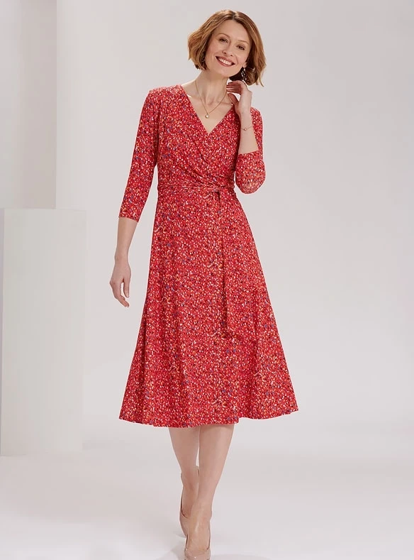 Robe croisée en jersey à pois
