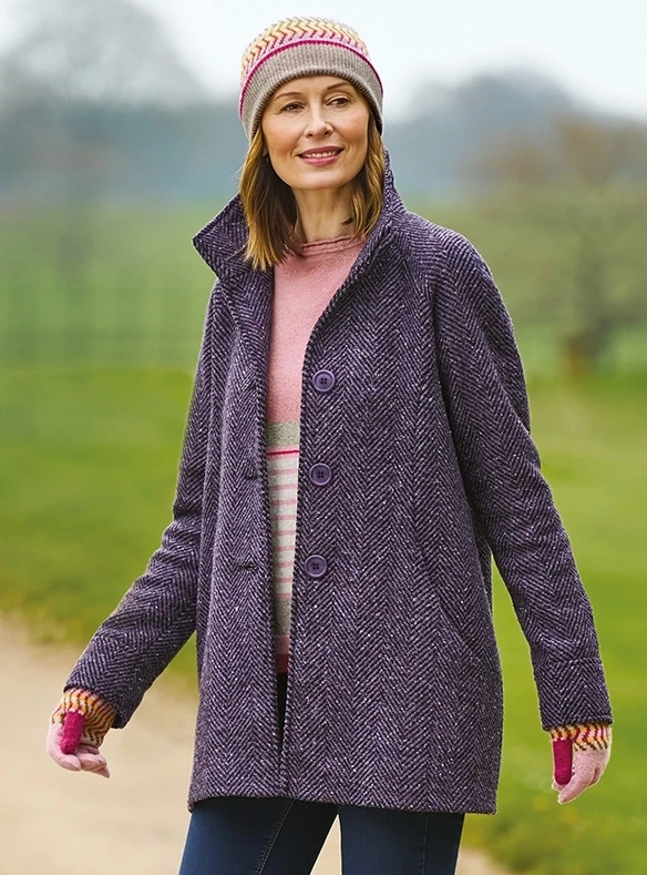 Manteau chevrons en laine mélangée
