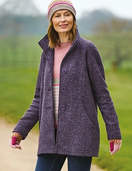 Manteau chevrons en laine mélangée
