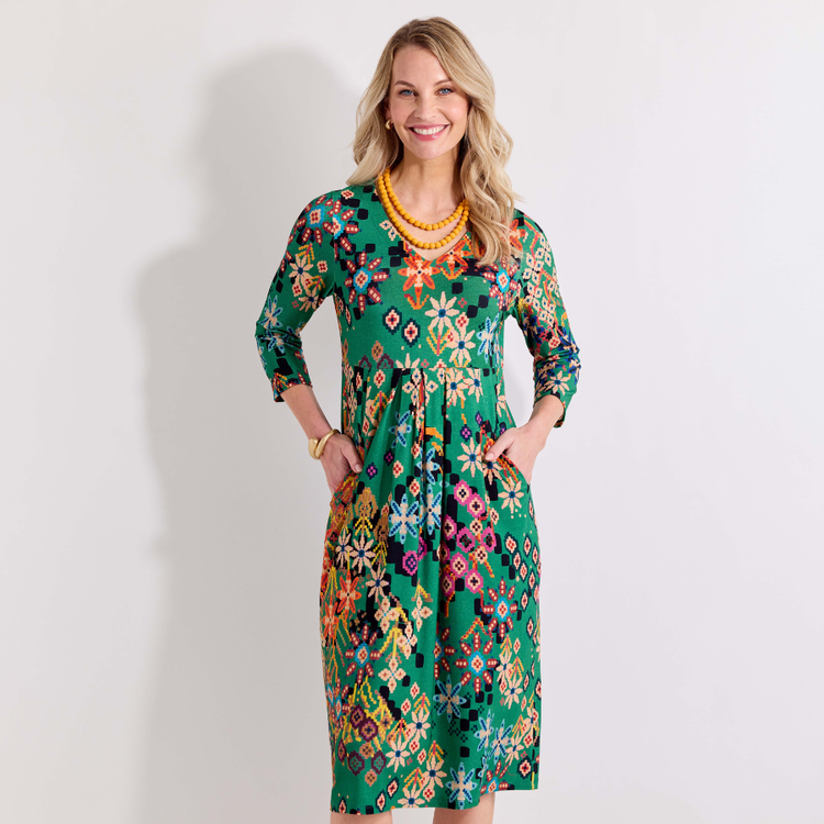 Robe en jersey coloré à encolure V