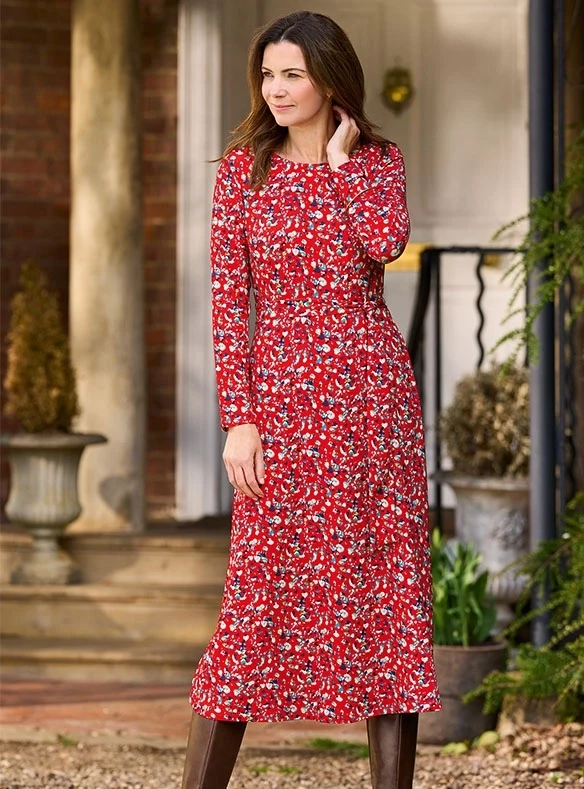 Robe ceinturee en jersey