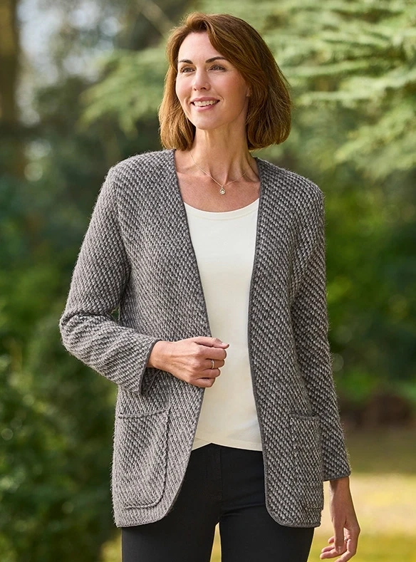 Manteau cardigan laine mélangée