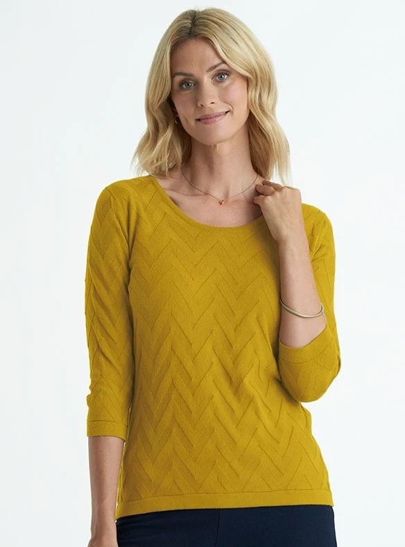 Pull texturé uni en pur coton