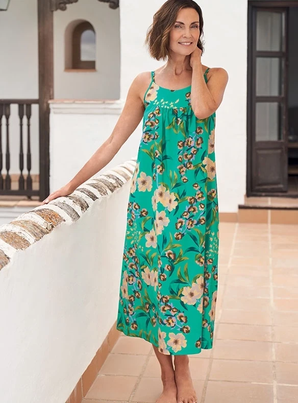 Chemise à bretelles fleurs exotiques