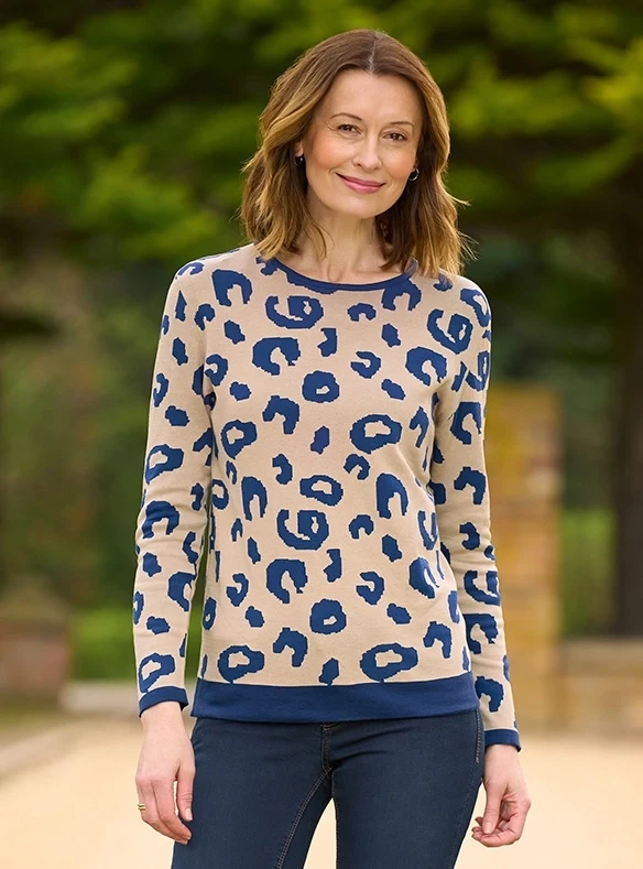 Pull en coton imprimé animal