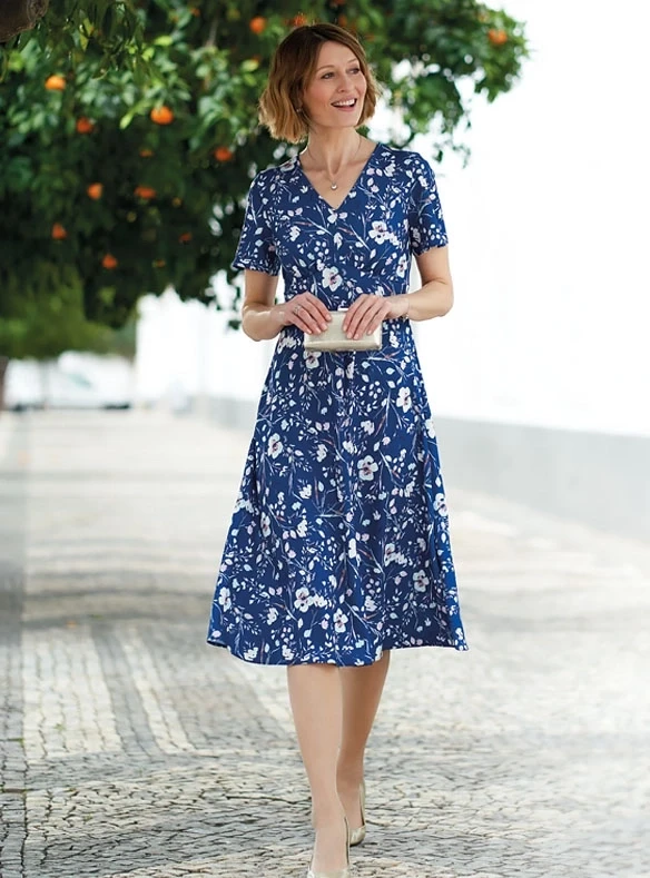 Robe chic en crêpe imprimé
