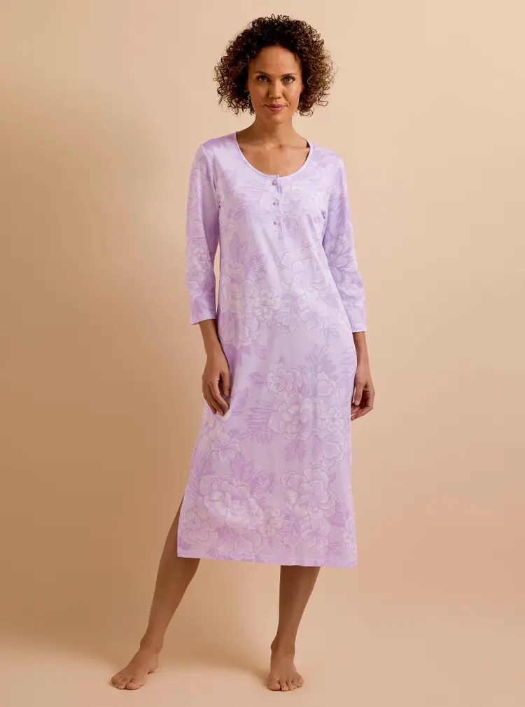 Chemise de nuit boutonnée en jersey de coton