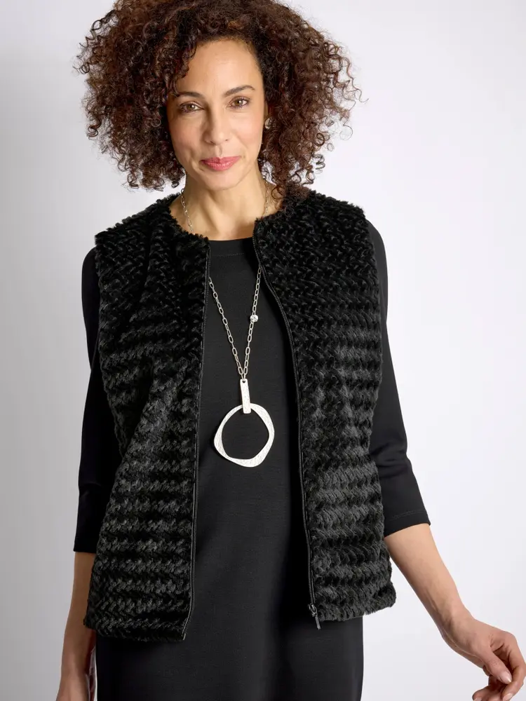 Gilet sans manches en fausse fourrure