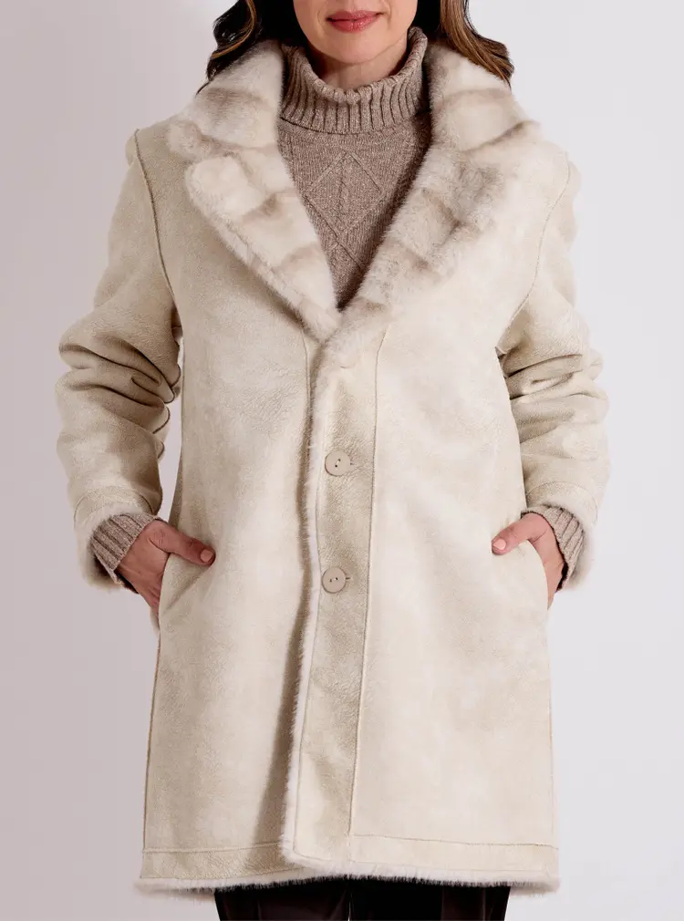 Manteau réversible en fausse fourrure