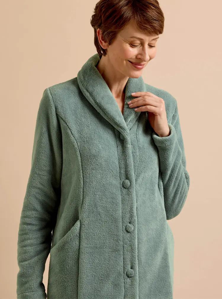 Robe de chambre boutonnée en polaire