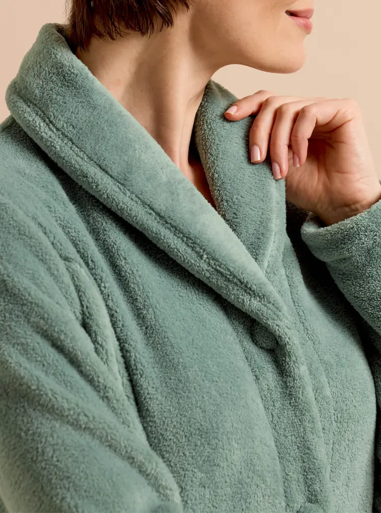 Robe de chambre boutonnée en polaire