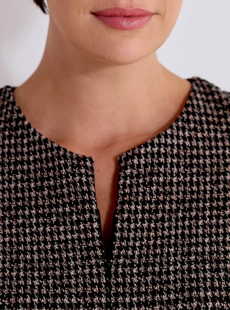 Robe zippée Jacquard à manches longues