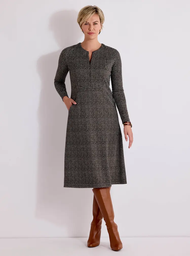 Robe zippée Jacquard à manches longues