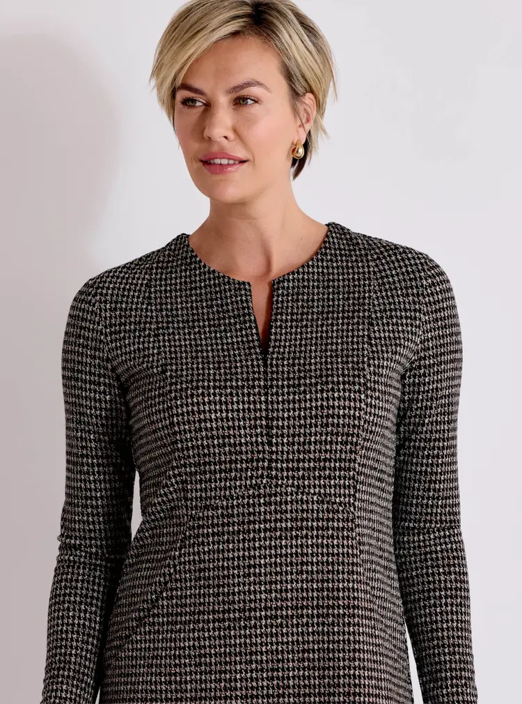 Robe zippée Jacquard à manches longues